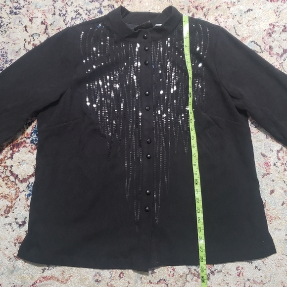 Vintage Bob Mackie Wearable Art Black Sequin Top Jacket Size 1X - Picture 11 of 12
